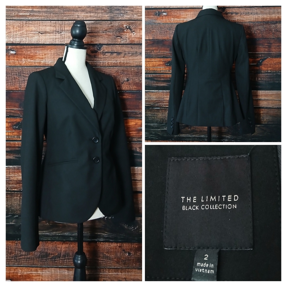 The Limited Black Collection Blazer Jacket 2 Two Button Pockets Lined Tailored